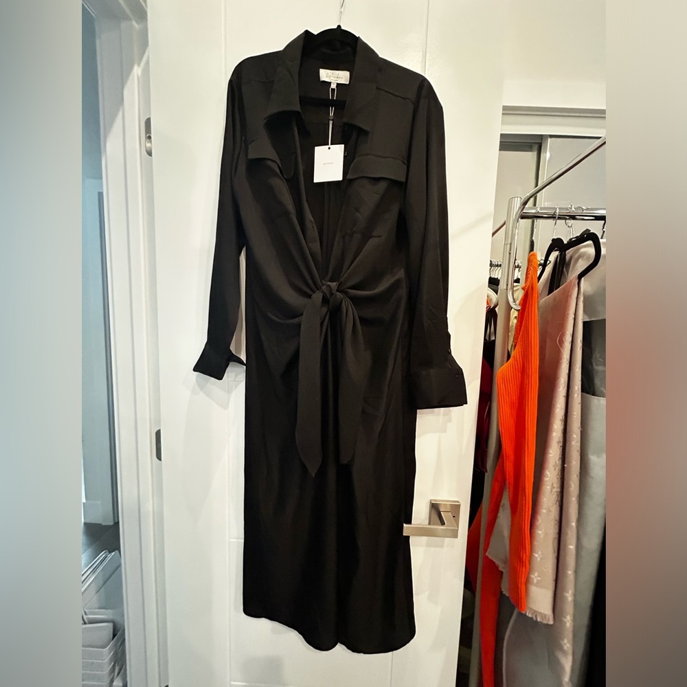 L'AGENCE Long Sleeved Black Shirt Dress